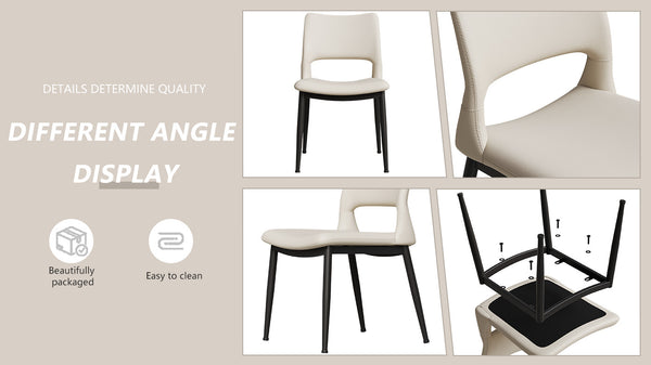 English Elm Modern Minimalist White Pu Leather Dining Chairs Set Of 2 - Stylish Comfort For Home Or Office W1727P251121