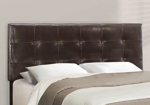 English Elm Bed, Upholstered Queen Low Profile Platform Bed with Tufted Padded Headboard and Wood Slats Brown 66 L x 26 W x 4 H B2710P219525