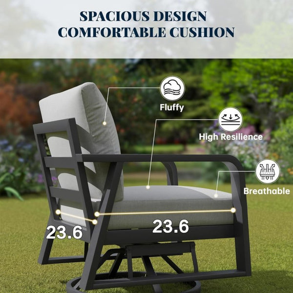 English Elm Fr Outdoor 4 Piece Aluminum Patio Set with Swivel Rockers Sofa and Coffee Table T5925S00001