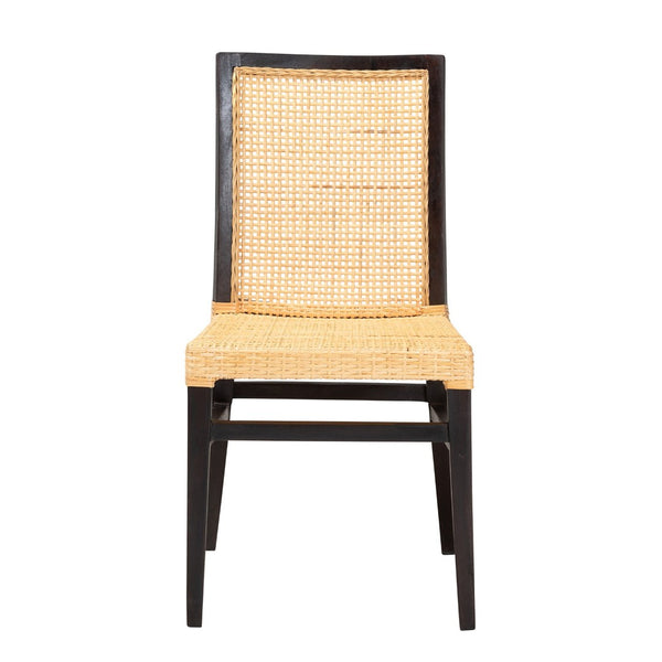 English Elm Mid-century Modern Solid Wood Woven Rattan Dining Chair for Organic Warm Interiors B2750P420429