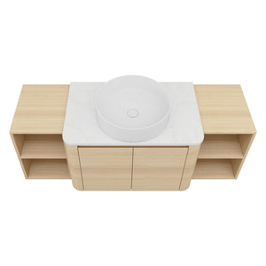 English Elm 54'' Wall-Mounted Bathroom Vanity With Elegant Ceramic Sink, Soft-Close Doors, And Ample Storage W999S00475