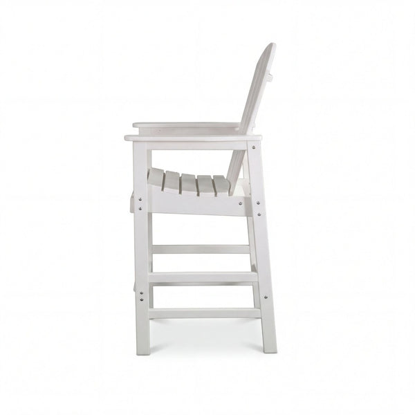 English Elm All-weather Hdpe Outdoor Bar Height Adirondack Chair with Armrests and Cup Holder White W3566P456544