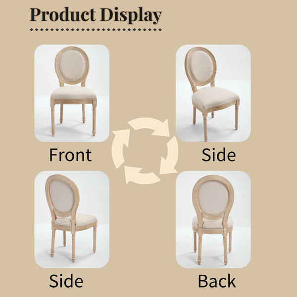 English Elm French Country Dining Chairs Set Of 2 - Elegant Upholstered Round Back Design For Versatile Use W3426P324272