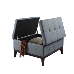 Homeroots 36" Slate Blue Linen And Black Tufted Storage   469003