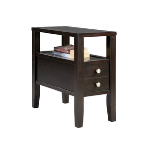 HomeRoots 24" Brown End Table with Versatile Storage, Smooth-Glide Drawers & Stylish Classic Design for Home 469015