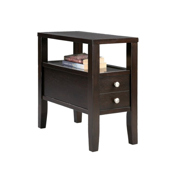 HomeRoots 24" Brown End Table with Versatile Storage, Smooth-Glide Drawers & Stylish Classic Design for Home 469015