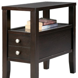 HomeRoots 24" Brown End Table with Versatile Storage, Smooth-Glide Drawers & Stylish Classic Design for Home 469015