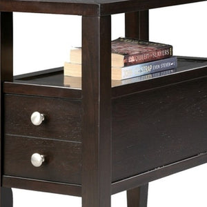 HomeRoots 24" Brown End Table with Versatile Storage, Smooth-Glide Drawers & Stylish Classic Design for Home 469015