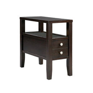 HomeRoots 24" Brown End Table with Versatile Storage, Smooth-Glide Drawers & Stylish Classic Design for Home 469015