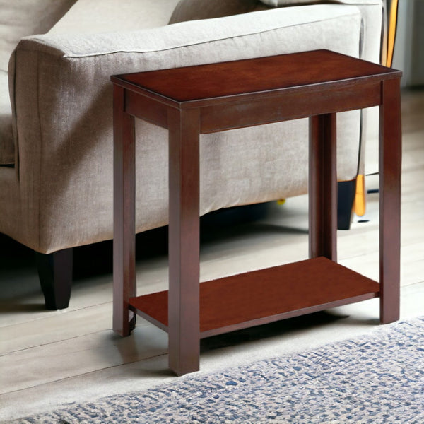 HomeRoots 24" Brown End Table with Shelf - Versatile Accent Table for Living Rooms, Bedrooms & Small Spaces 469016