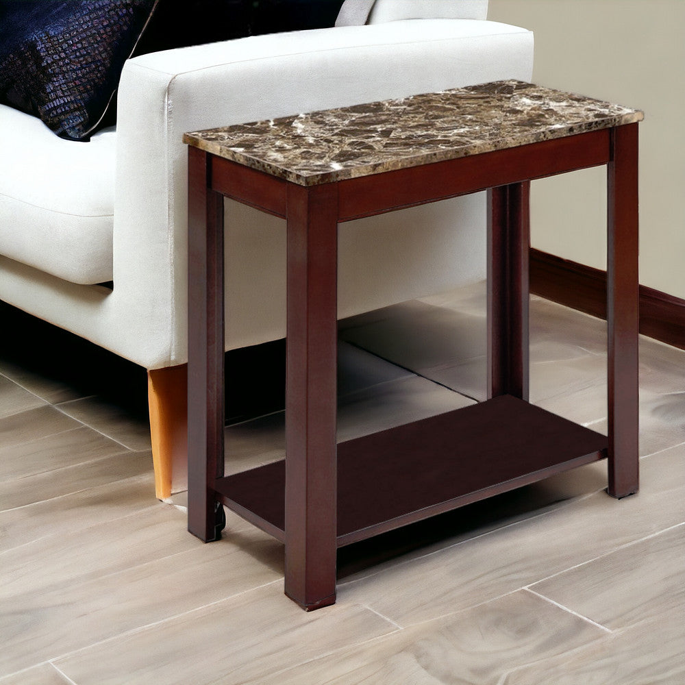 Homeroots 24" Brown End Table With Shelf   469018