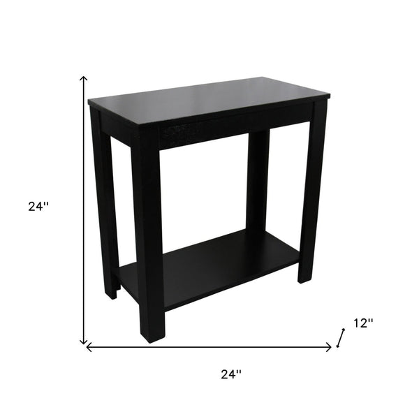 HomeRoots 24" Elegant Black End Table with Shelf - Versatile Nightstand, Storage Solution for Any Space! 469019