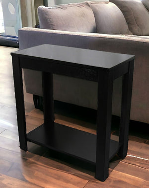 HomeRoots 24" Elegant Black End Table with Shelf - Versatile Nightstand, Storage Solution for Any Space! 469019