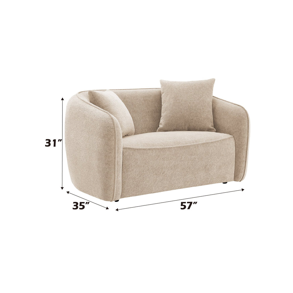 English Elm Keith Beige Chenille Loveseat - Durable Pine Frame, Pocket Coil Comfort, 2 Matching Toss Pillows B2726P252314