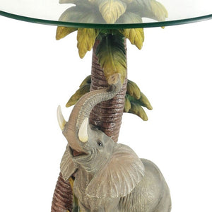 Homeroots 24" Brown And Clear Glass Round End Table   469040