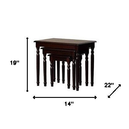 Homeroots Set Of Three 19" Brown Nested Tables   469056