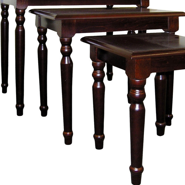 Homeroots Set Of Three 19" Brown Nested Tables   469056