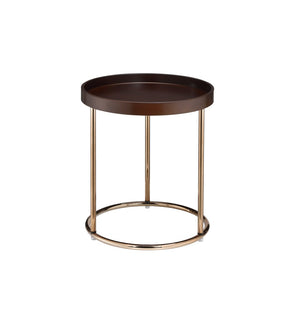 HomeRoots 22" Elegant Round End Table with Copper Base - Stylish Brown Top for Modern & Transitional Spaces 469061
