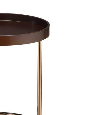 HomeRoots 22" Elegant Round End Table with Copper Base - Stylish Brown Top for Modern & Transitional Spaces 469061