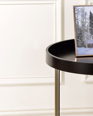 HomeRoots 22" Elegant Round End Table with Copper Base - Stylish Brown Top for Modern & Transitional Spaces 469061