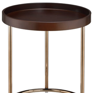 HomeRoots 22" Elegant Round End Table with Copper Base - Stylish Brown Top for Modern & Transitional Spaces 469061