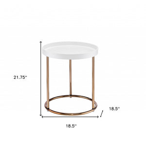 Homeroots 22" Copper And White Round End Table White  469062