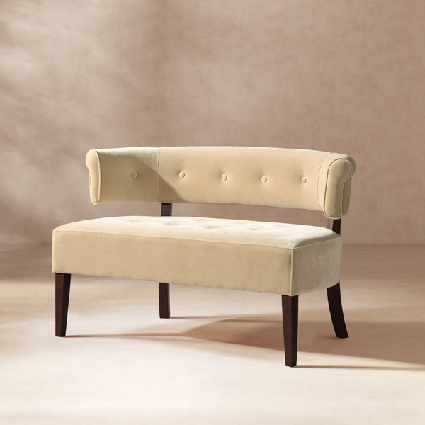 English Elm Jennifer Taylor Home - Jared Mid-Century Tufted Bench Settee in Performance Velvet — Kiln-Dried Frame, Plush Supportive Seating Brown B2719P355287