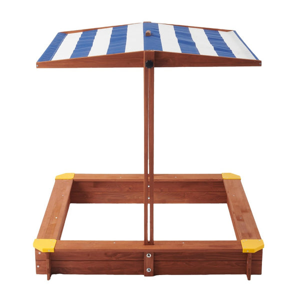 English Elm Kids Cedar Sandbox with Adjustable Canopy Corner Seating Outdoor Backyard Play D720094431