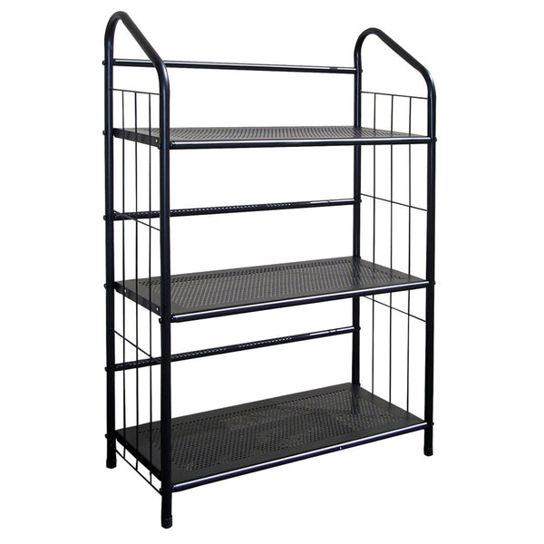HomeRoots 37" Black Metal Three-Tier Bookcase – Stylish Industrial Shelving for Home, Office & Spaces 469088