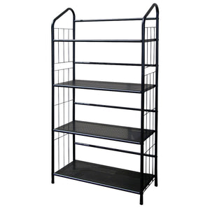 HomeRoots 49" Black Metal Four-Tier Bookcase - Modern Industrial Design for Space-Saving Storage and Display 469089