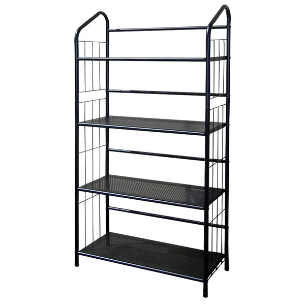 HomeRoots 49" Black Metal Four-Tier Bookcase - Modern Industrial Design for Space-Saving Storage and Display 469089