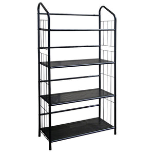 HomeRoots 49" Black Metal Four-Tier Bookcase - Modern Industrial Design for Space-Saving Storage and Display 469089