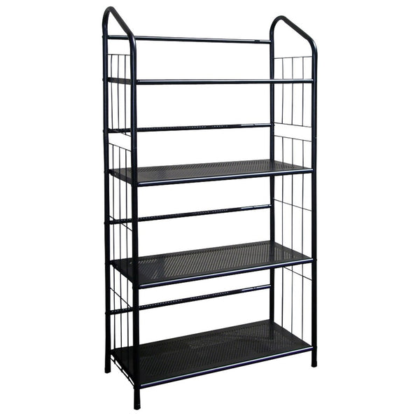 HomeRoots 49" Black Metal Four-Tier Bookcase - Modern Industrial Design for Space-Saving Storage and Display 469089