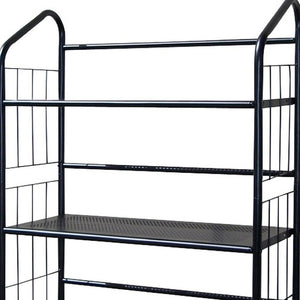 HomeRoots 49" Black Metal Four-Tier Bookcase - Modern Industrial Design for Space-Saving Storage and Display 469089