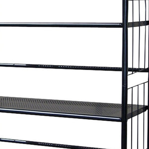 HomeRoots 49" Black Metal Four-Tier Bookcase - Modern Industrial Design for Space-Saving Storage and Display 469089