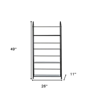 HomeRoots 49" Black Metal Four-Tier Bookcase - Modern Industrial Design for Space-Saving Storage and Display 469089