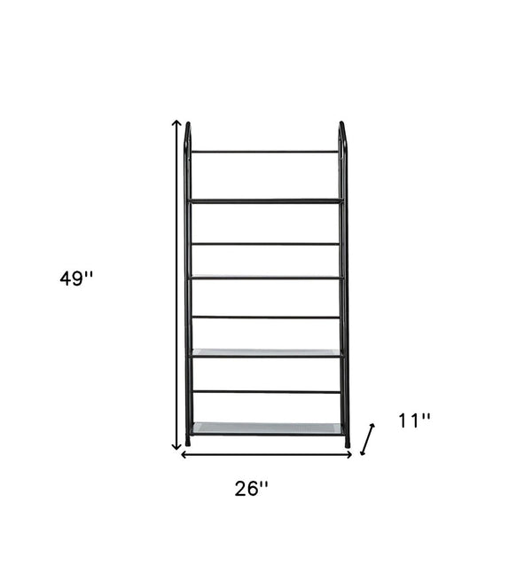 HomeRoots 49" Black Metal Four-Tier Bookcase - Modern Industrial Design for Space-Saving Storage and Display 469089