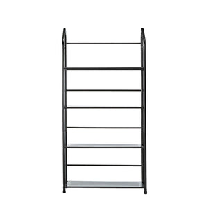 HomeRoots 49" Black Metal Four-Tier Bookcase - Modern Industrial Design for Space-Saving Storage and Display 469089