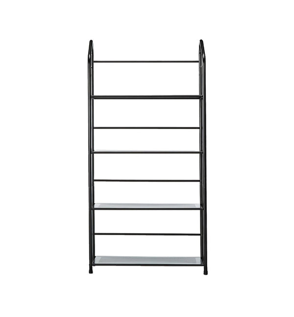 HomeRoots 49" Black Metal Four-Tier Bookcase - Modern Industrial Design for Space-Saving Storage and Display 469089