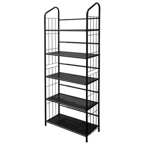 Homeroots Black Five Shelf Metal Standing Book Shelf   469090