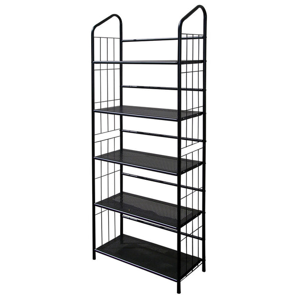 Homeroots Black Five Shelf Metal Standing Book Shelf   469090