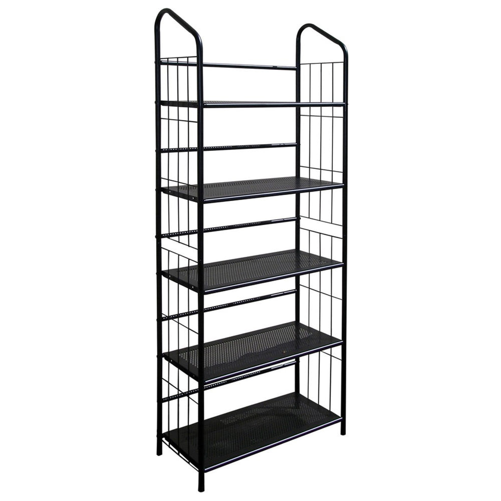 HomeRoots 64" Black Metal Five-Tier Bookcase - Modern Industrial Design for Stylish Storage & Organization 469090