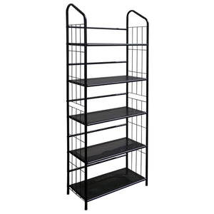 Homeroots Black Five Shelf Metal Standing Book Shelf   469090