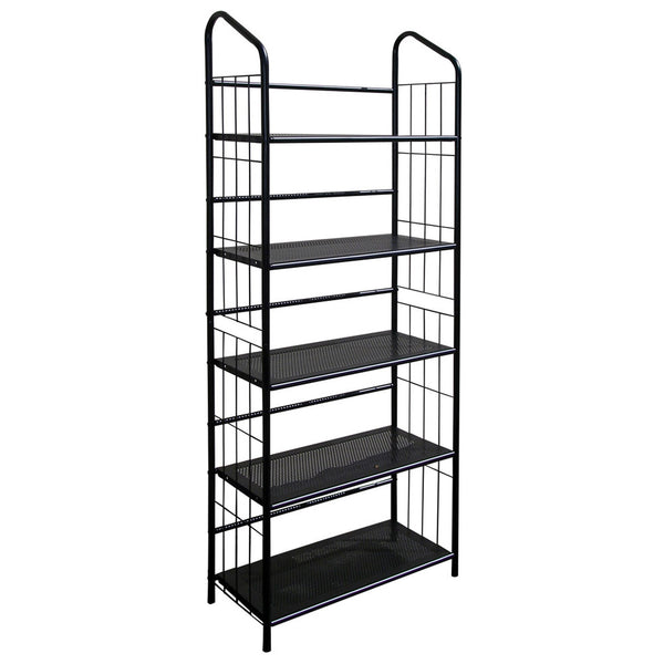 Homeroots Black Five Shelf Metal Standing Book Shelf   469090