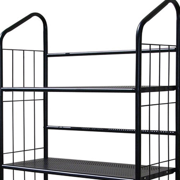 Homeroots Black Five Shelf Metal Standing Book Shelf   469090