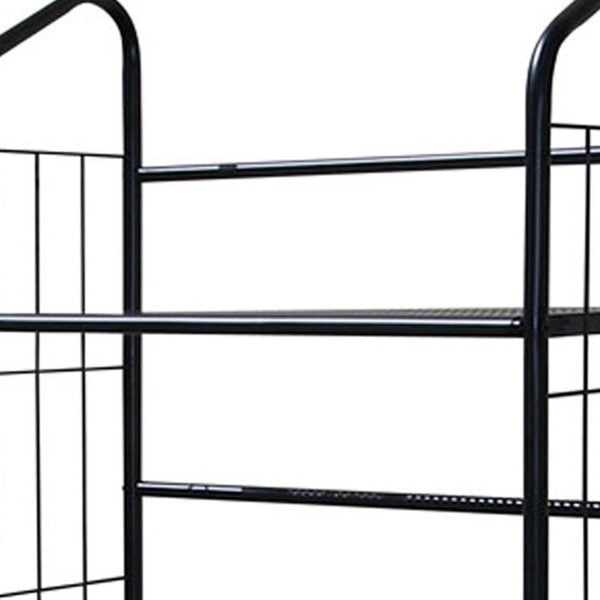 Homeroots Black Five Shelf Metal Standing Book Shelf   469090