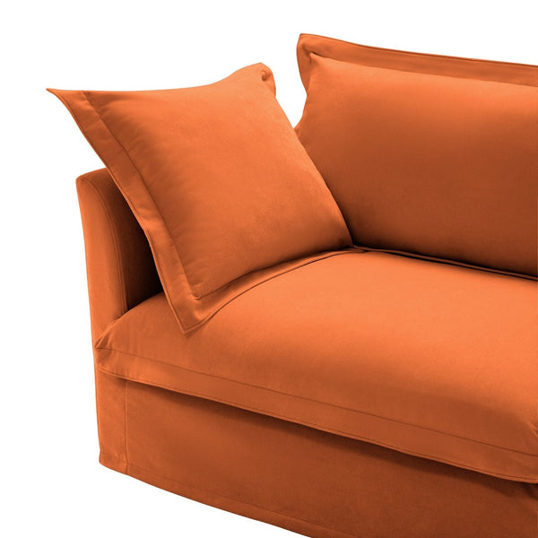 English Elm Streamlined Velvet Modular L-shape Sectional Sofa with Cloud Foam and French Piping Orange W3041S00132