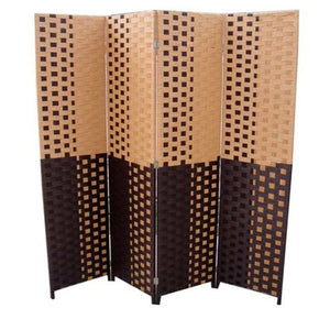 HomeRoots 70.75" Elegant Brown Four-Panel Room Divider - Heavy-Duty Rice Paper Screen for Privacy & Style 469120