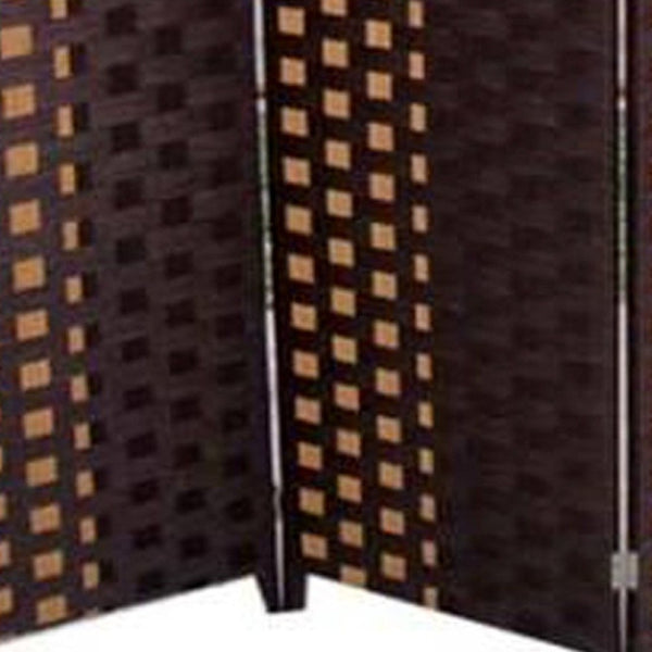 HomeRoots 70.75" Elegant Brown Four-Panel Room Divider - Heavy-Duty Rice Paper Screen for Privacy & Style 469120