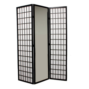 HomeRoots 70.25" Chic Black and White Rice Paper Folding Room Divider - Stylish Privacy Screen for Any Space 469127